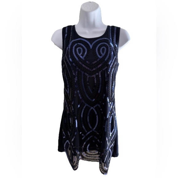 Lily Morgan Women's Black and Purple Sequin Top - Picture 1 of 6